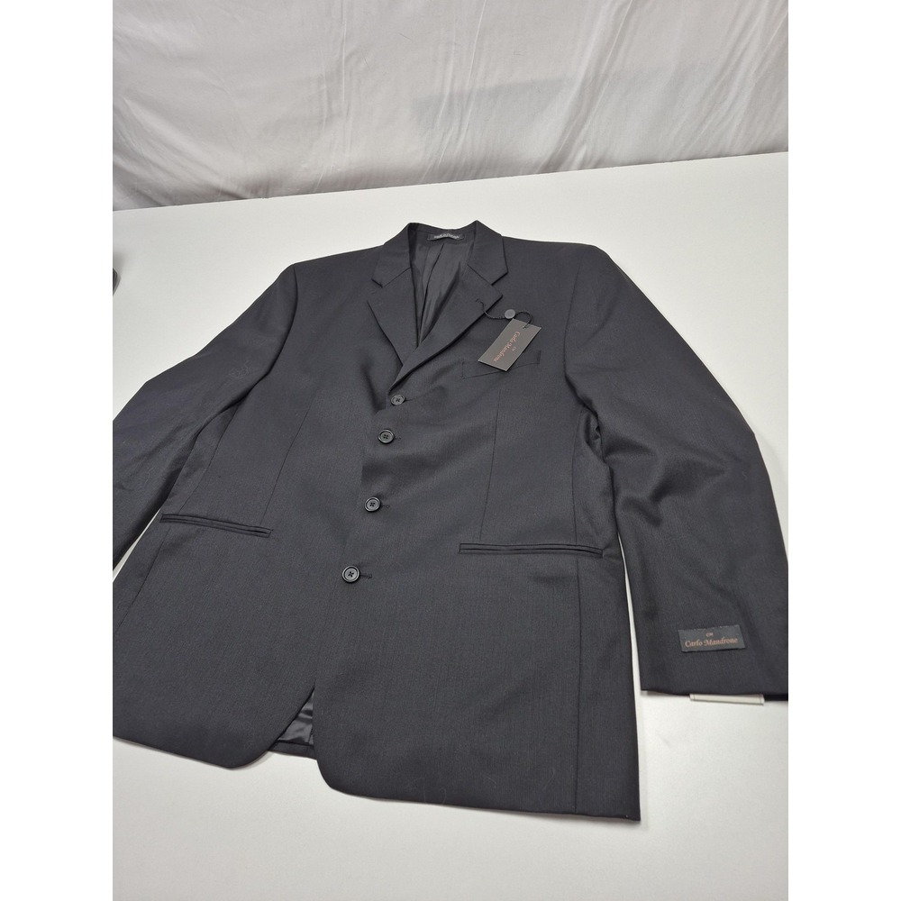 Carlo Mandrone Suit Jacket Mens 46R Gray 100% Wool 3 Button Notch Lapel NWT
